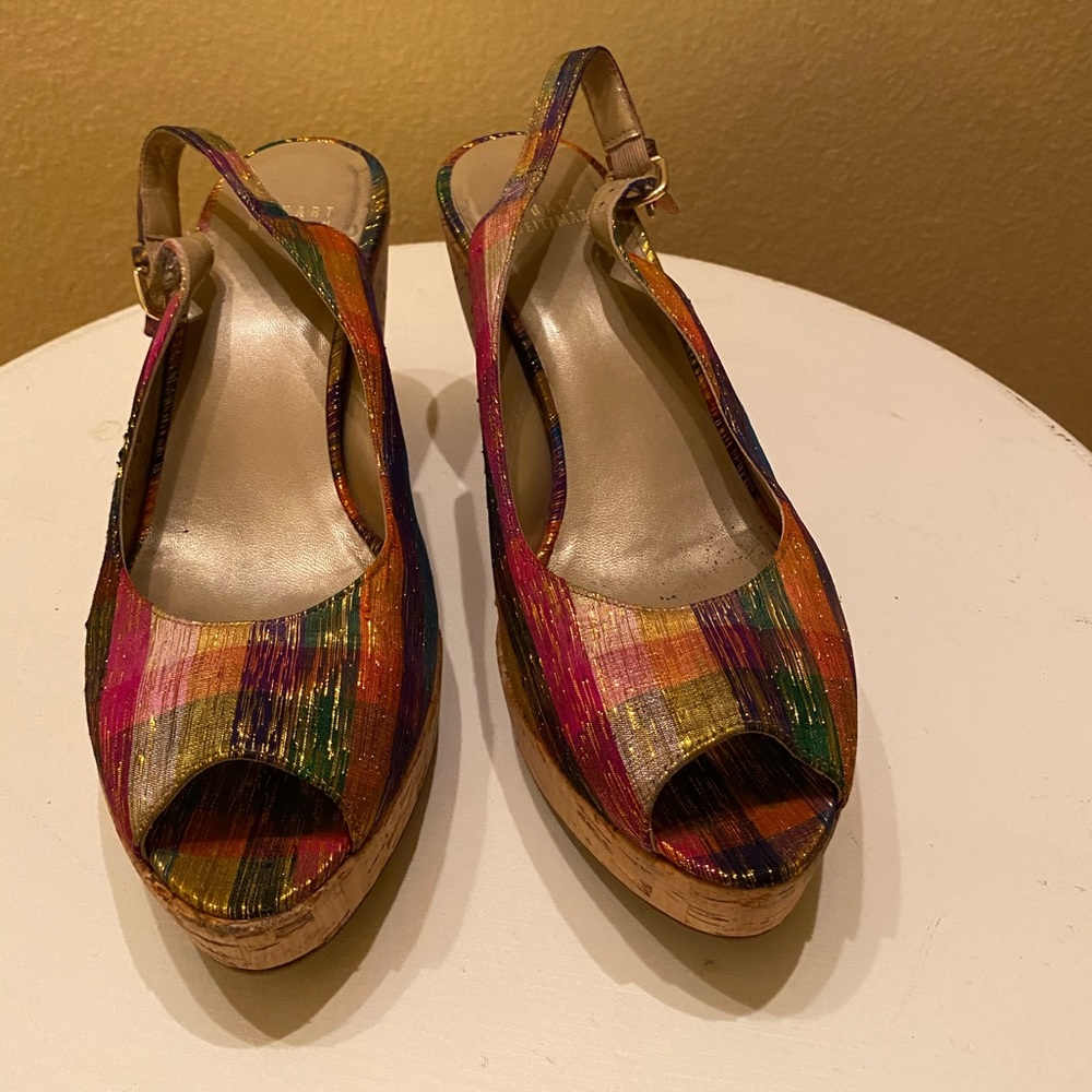 Stuart Weitzman Wedges, 9.5, Rainbow Colored